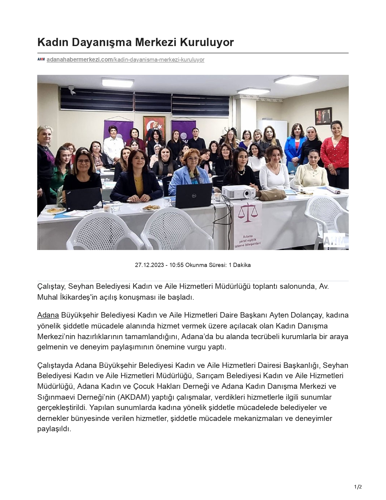 Adana Haber Merkezi: Kadın Dayanışma Merkezi Kuruluyor