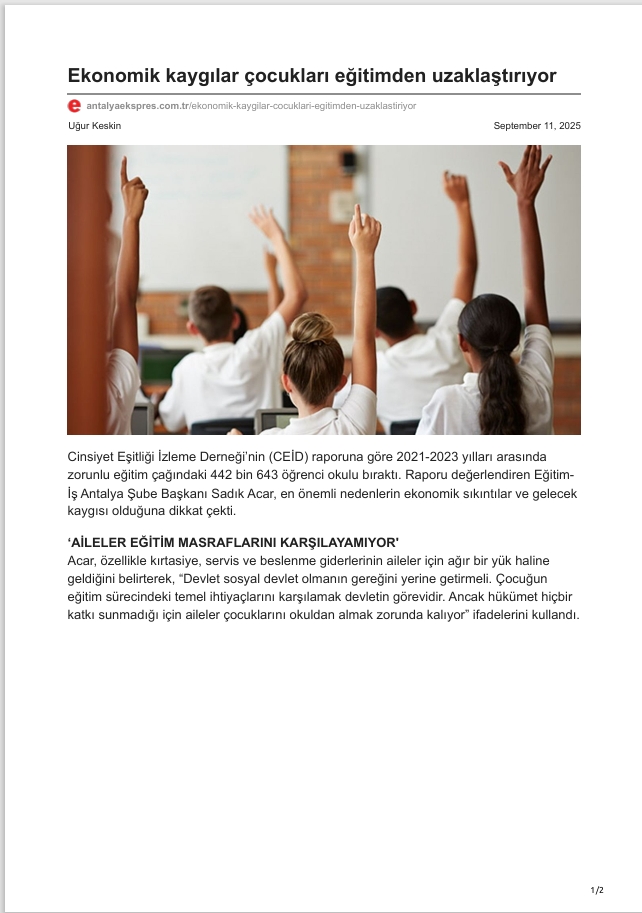 Ekonomik kaygılar çocukları eğitimden uzaklaştırıyor