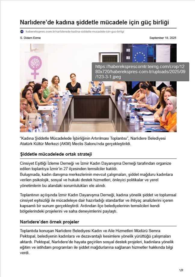Narlıdere’de kadına şiddetle mücadele için güç birliği