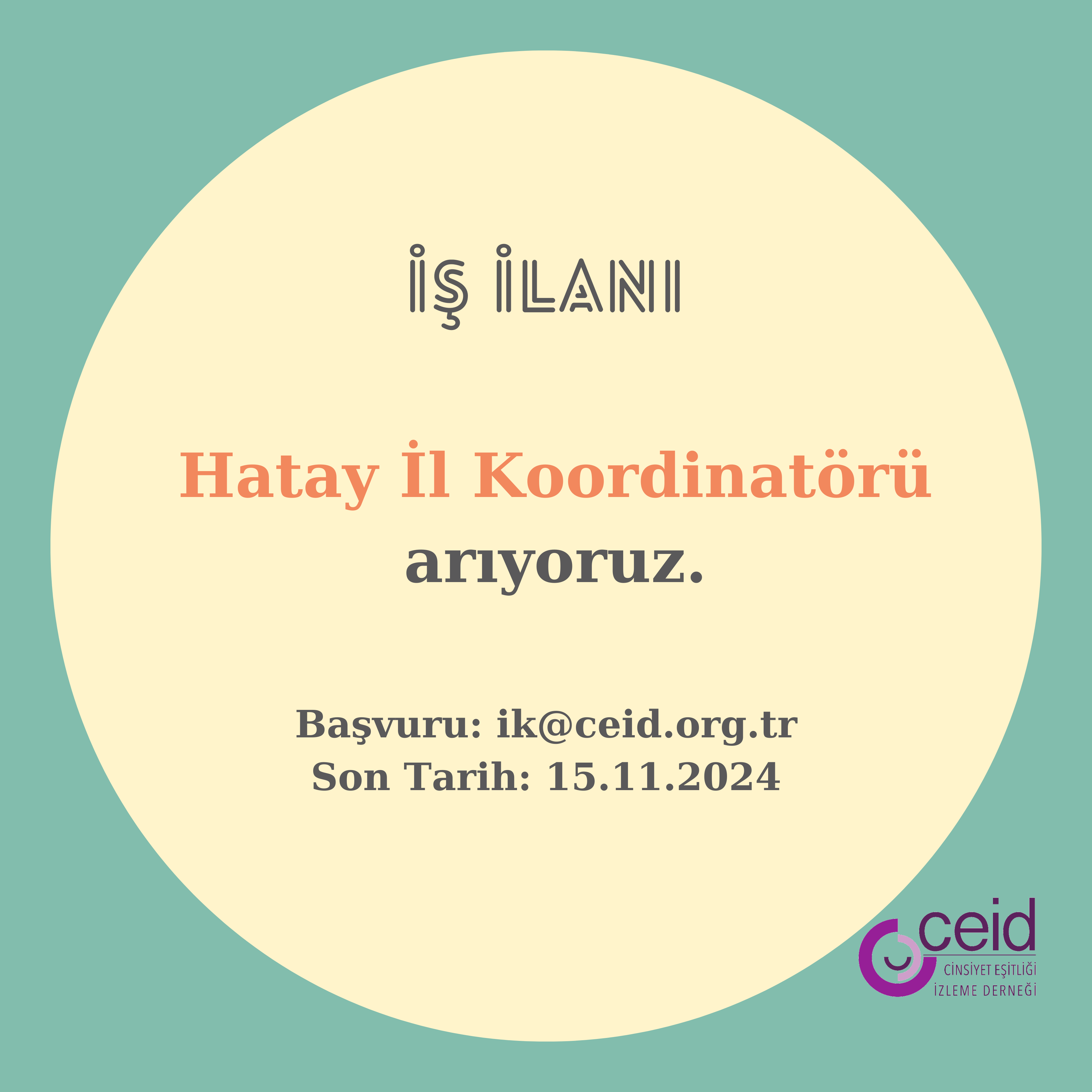 İş İlanı: Hatay İl Koordinatörü