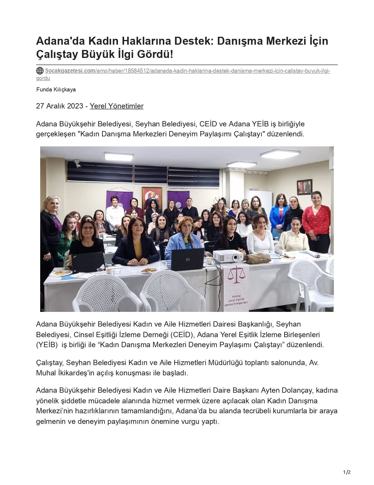 5 Ocak Gazetesi: Adana'da Kadın Haklarına Destek 